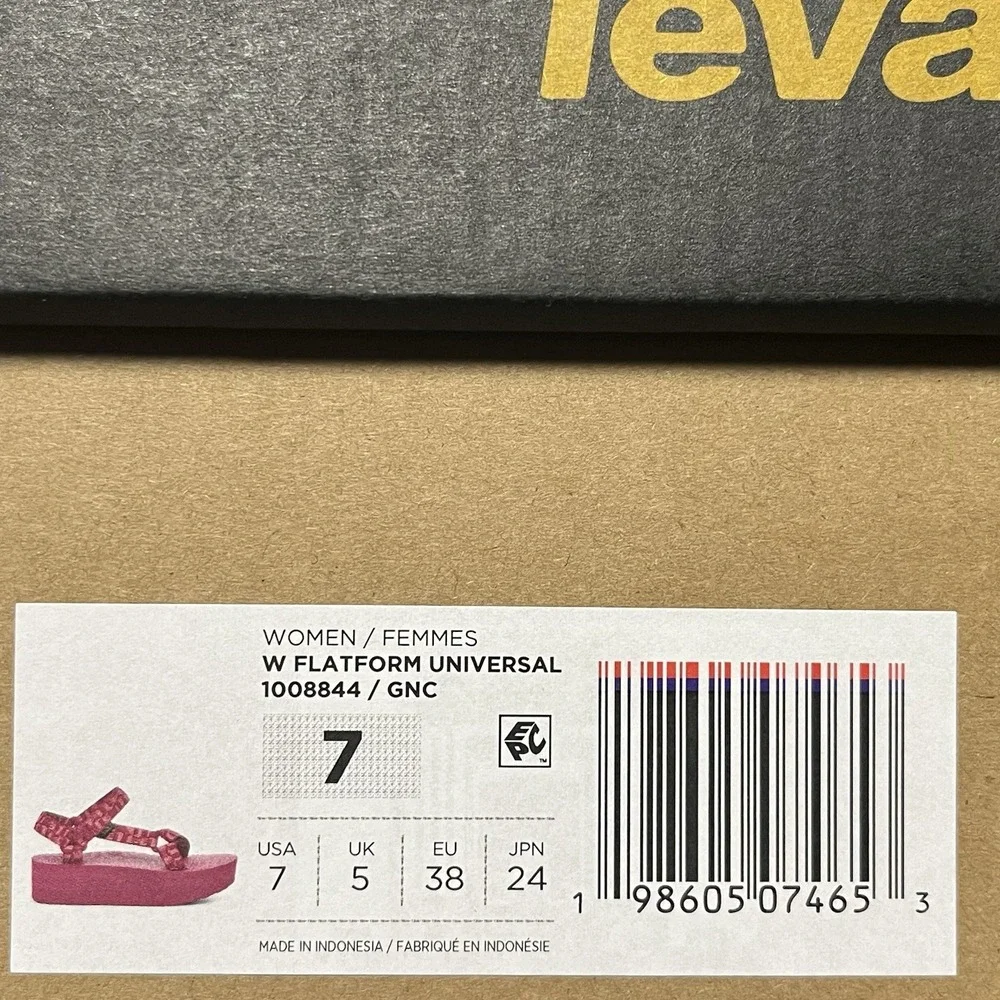 Teva Flatform Universal Womens Sport Platform Sandals 7 Glisten Cherries Jubilee